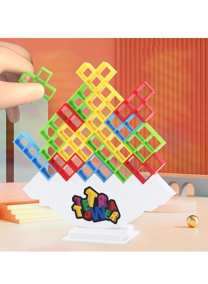 Stack Attack Tower Balance Game for Kids  Adults – 48 PCS Colorful ABS Blocks with Wobble Base  Challenge Cards – Fun STEM Family Game for Motor Skills, Focus, Logic, and Team Play - Image 3