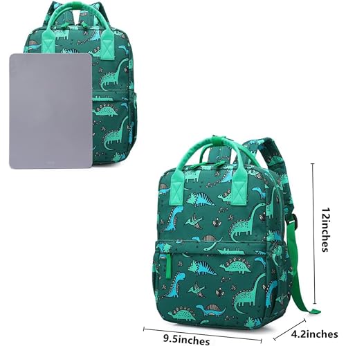 KingCheer Cute Preschool Backpack Toddler School Book Bag for Girls Boys Kids Kindergarten Nursery Travel Bag with Chest Strap(12inch, Green Dinosaur) - Image 3