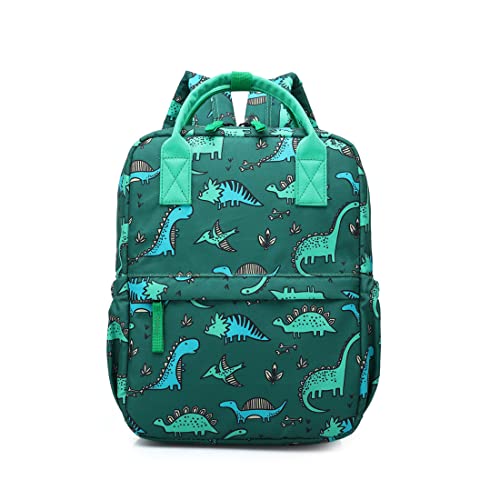 KingCheer Cute Preschool Backpack Toddler School Book Bag for Girls Boys Kids Kindergarten Nursery Travel Bag with Chest Strap(12inch, Green Dinosaur) - Image 5