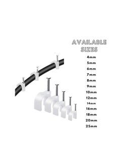 SIMRON ; MAKING LIFE SMART SIMRON 200pcs Wire Fastener Circle Cable Clips with Metal Nails for Cable Management Cord Organizer Round Wire Clamps for Hanging Cables Fitting on Wall White Pack of 200 20mm 200  - Image 5