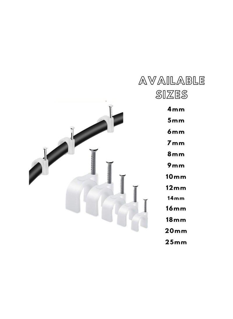 SIMRON ; MAKING LIFE SMART SIMRON 200pcs Wire Fastener Circle Cable Clips with Metal Nails for Cable Management Cord Organizer Round Wire Clamps for Hanging Cables Fitting on Wall White Pack of 200 20mm 200  - Image 5