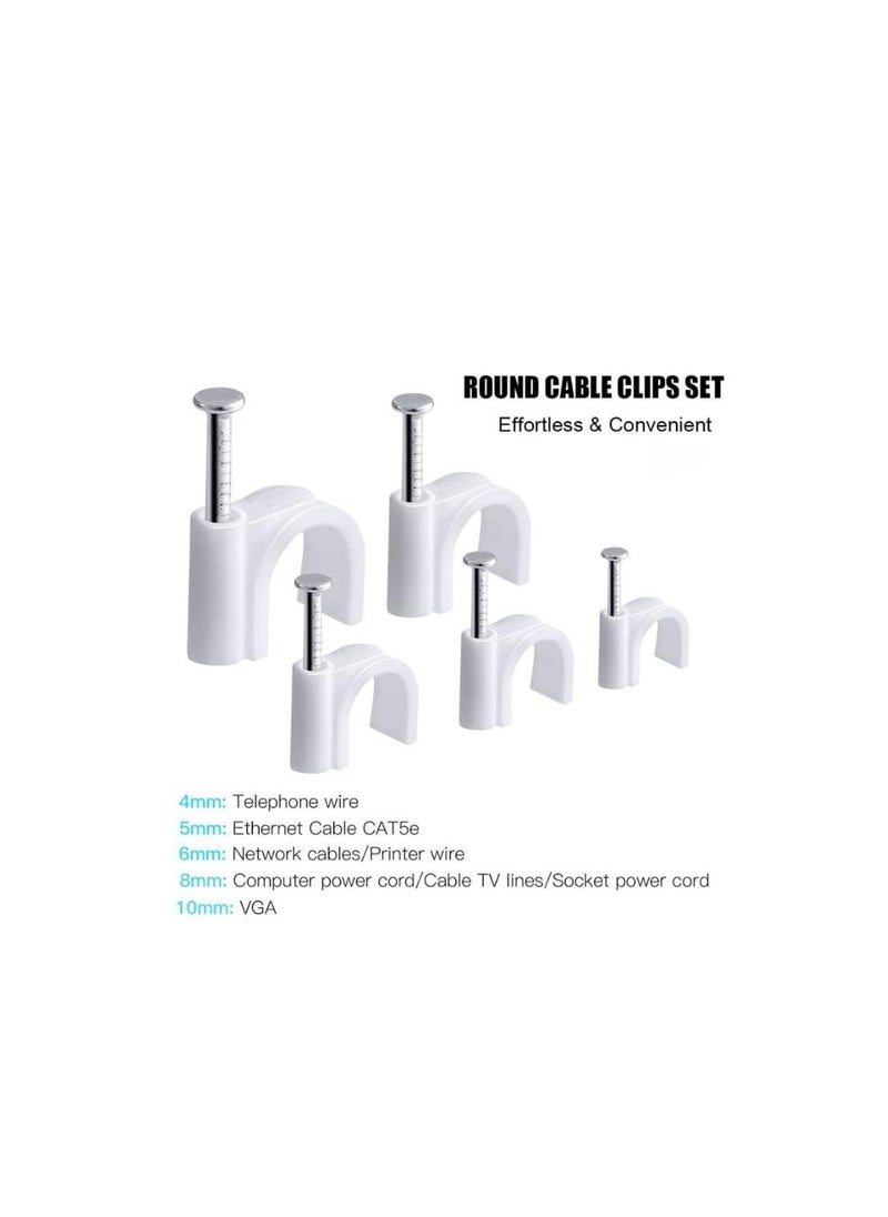 SIMRON ; MAKING LIFE SMART SIMRON 200pcs Wire Fastener Circle Cable Clips with Metal Nails for Cable Management Cord Organizer Round Wire Clamps for Hanging Cables Fitting on Wall White Pack of 200 20mm 200  - Image 4