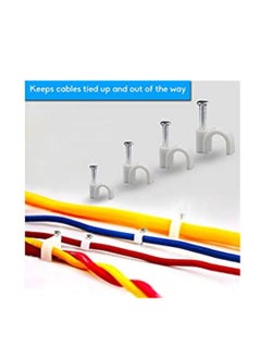 SIMRON ; MAKING LIFE SMART SIMRON 200pcs Wire Fastener Circle Cable Clips with Metal Nails for Cable Management Cord Organizer Round Wire Clamps for Hanging Cables Fitting on Wall White Pack of 200 20mm 200  - Image 2