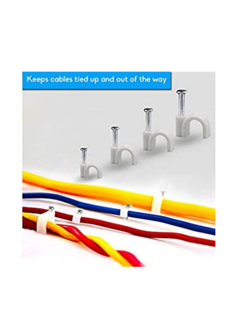 SIMRON ; MAKING LIFE SMART SIMRON 200pcs Wire Fastener Circle Cable Clips with Metal Nails for Cable Management Cord Organizer Round Wire Clamps for Hanging Cables Fitting on Wall White Pack of 200 20mm 200  - Image 2