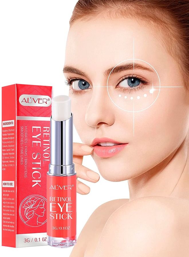 ALIVER Retinol Eye Stick with Collagen and Hyaluronic Acid for Dark Circle Puffiness Eye Bags and Fine Lines Retinol Eye Cream Eye Brightener Stick Under Eye Cream for Anti Aging Improve Eye Skin - Image 1