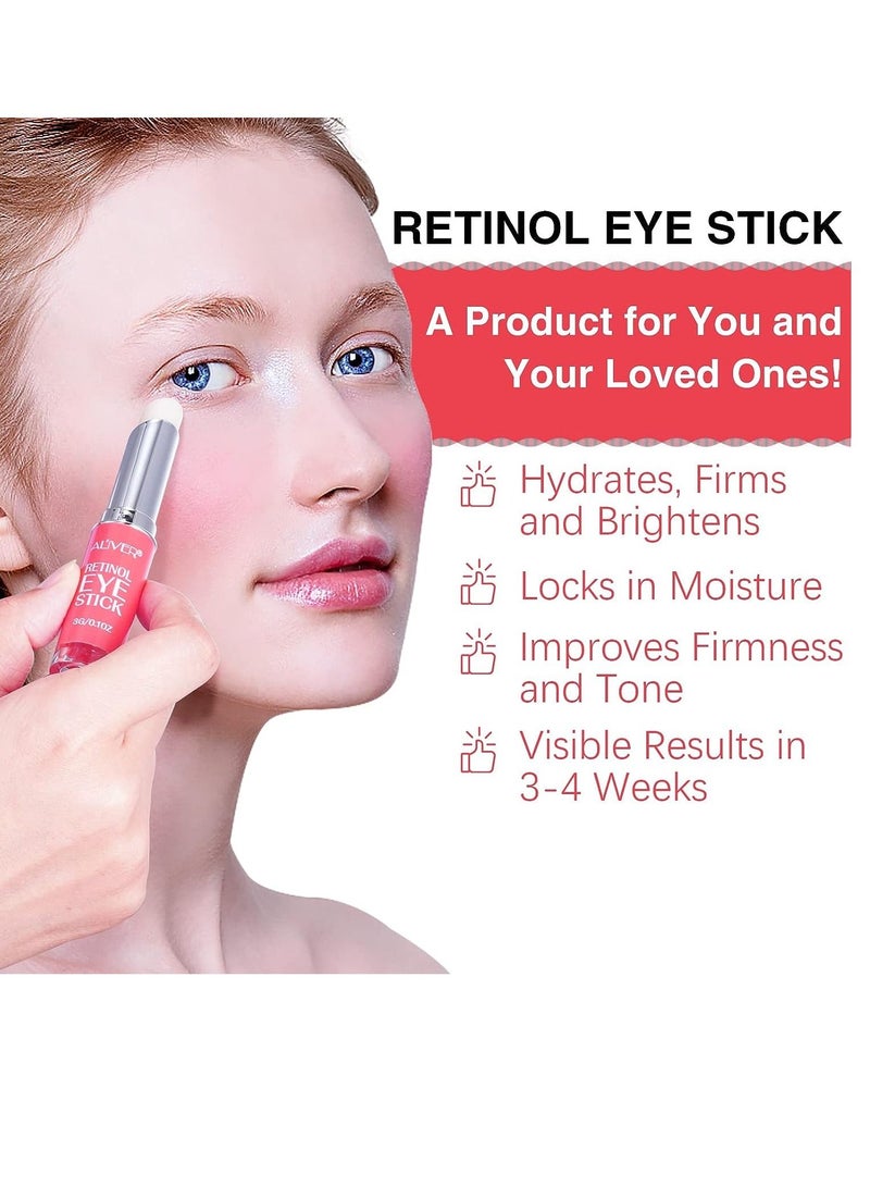 ALIVER Retinol Eye Stick with Collagen and Hyaluronic Acid for Dark Circle Puffiness Eye Bags and Fine Lines Retinol Eye Cream Eye Brightener Stick Under Eye Cream for Anti Aging Improve Eye Skin - Image 3