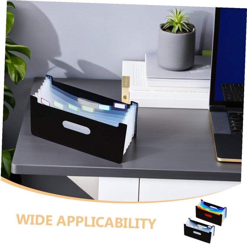 2pcs Plastic Accordion File Folder Organizer with 7 Compartments, Mini Expanding Document and Receipt Organizer for Office, School, Travel, Portable Plastic Folder Wallet - Image 3