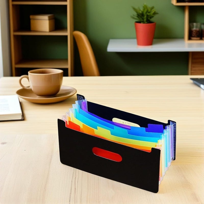 2pcs Plastic Accordion File Folder Organizer with 7 Compartments, Mini Expanding Document and Receipt Organizer for Office, School, Travel, Portable Plastic Folder Wallet - Image 4
