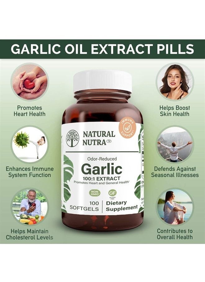 Natural Nutra Odorless Garlic Oil Supplement, Organic Pills for Boost Heart Health, Enhance Immune System, Blood Thinner, Allium Sativum 500mg, 100 Softgels  - Image 3