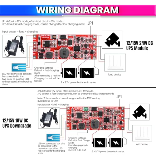 amiciSmart DC 12V/15V UPS Power Supply Module | 24W Uninterruptible Backup | Step-Up Converter for 7.4V–8.4V Lithium Battery | 1A Charging with Protection Circuit - Image 4