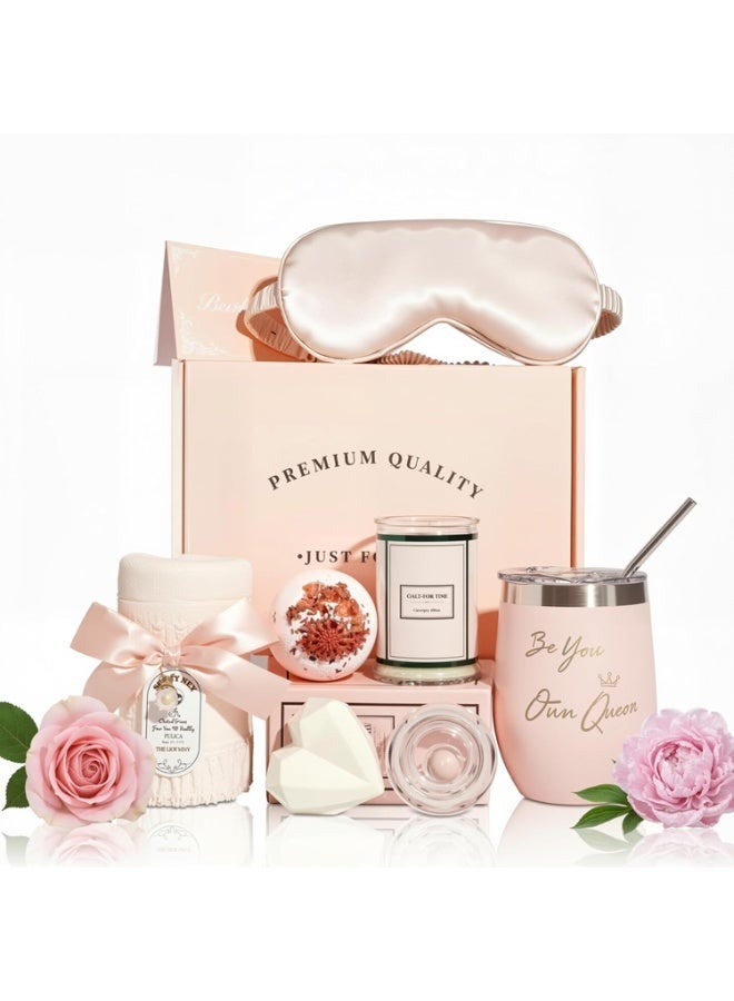 ZERIFAM Gifts Basket for Women,Mother's Day, Birthday Gifts for Women, Relaxing Spa Gift Basket Set, Unique Gift Ideas for Women, Gifts for Mom Sister Best Friend Wife, Coworker Teacher Nurse Gifts for Women Combined Materials Pink - Image 2