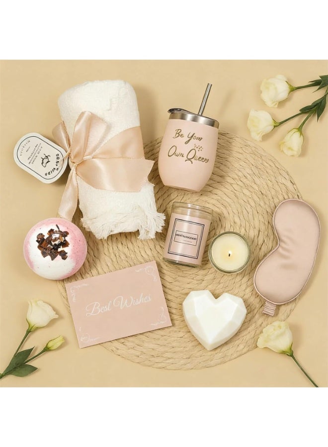 ZERIFAM Gifts Basket for Women,Mother's Day, Birthday Gifts for Women, Relaxing Spa Gift Basket Set, Unique Gift Ideas for Women, Gifts for Mom Sister Best Friend Wife, Coworker Teacher Nurse Gifts for Women Combined Materials Pink - Image 3
