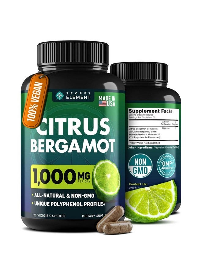 SECRET ELEMENT Citrus Bergamot Extract 1000mg - Citrus Bergamot Supplement for Heart, Immune System Support, and Healthy Aging - Pure, Vegan Bergamot Capsules - Image 1