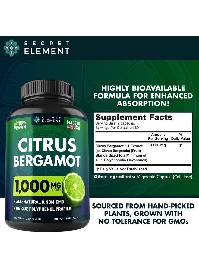 SECRET ELEMENT Citrus Bergamot Extract 1000mg - Citrus Bergamot Supplement for Heart, Immune System Support, and Healthy Aging - Pure, Vegan Bergamot Capsules - Image 3