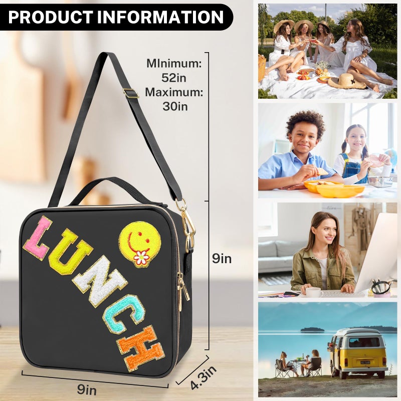 FRMARCH Lunch Box For Girls Women  Preppy Lunch Box For Teen Girls  Insulated Girls Lunch Bag For Kids  Large Reusable Cute Cooler Bag With Adjustable Shoulder Straps Perfect For School Travel Picnic(Pink) - Image 5