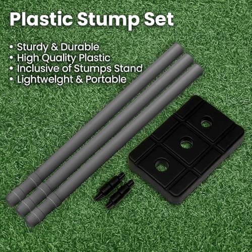 Jaspo Cricket Wicket Set – 30 Inch Grey Plastic Stumps with Stand & Bails | Durable Cricket Wickets for Ground, Match, Tournament, Practice | Standard Size Cricket Kit for All Ages (Grey) - Image 5