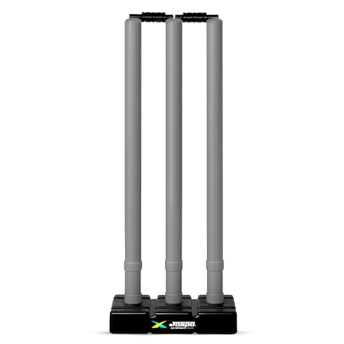 Jaspo Cricket Wicket Set – 30 Inch Grey Plastic Stumps with Stand & Bails | Durable Cricket Wickets for Ground, Match, Tournament, Practice | Standard Size Cricket Kit for All Ages (Grey) - Image 1