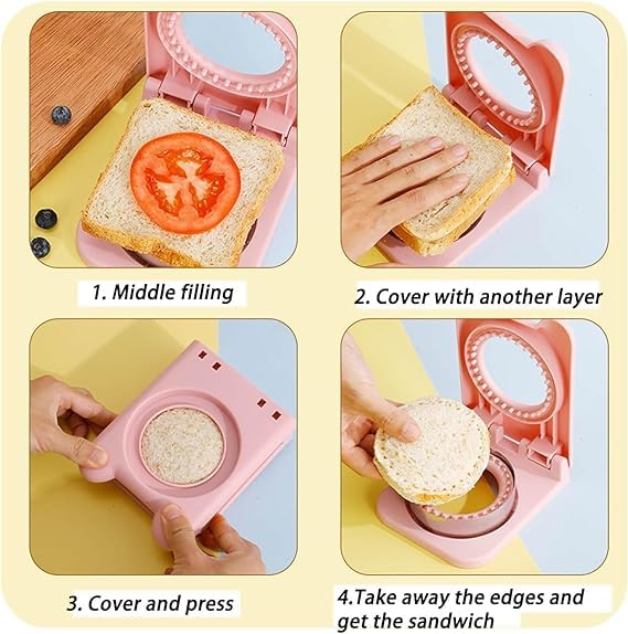 Jenibri Sandwich Cutter and Sealer Sandwich Maker Stainless Steel Baking Tools Sandwich Pocket Bread Mold Great for Lunchbox and Bento Box Multicolor 1 pcs Round - Image 3