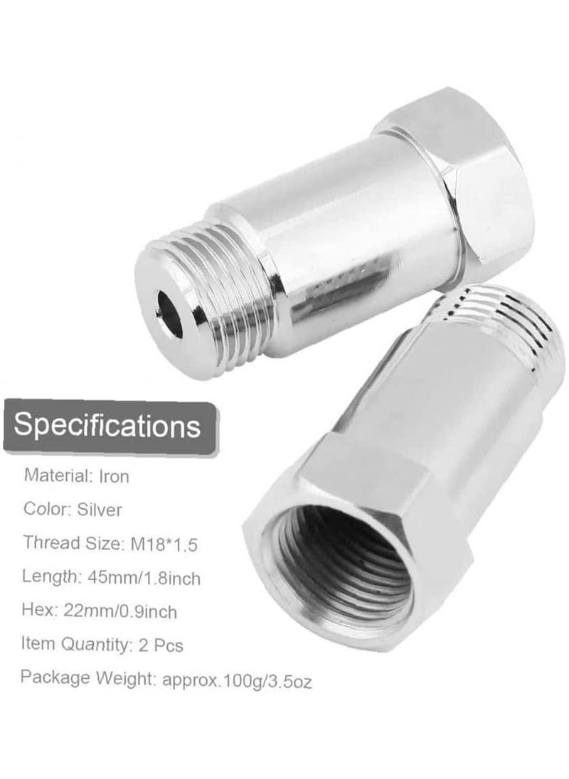 Y&D - O2 Sensor Spacer, 2 Pcs Universal 45 mm M18*1.5 Check Engine Light Eliminator Adapter Oxygen Spacer Extender Adapater Isolator for Exhaust Systems, Silver - Image 1
