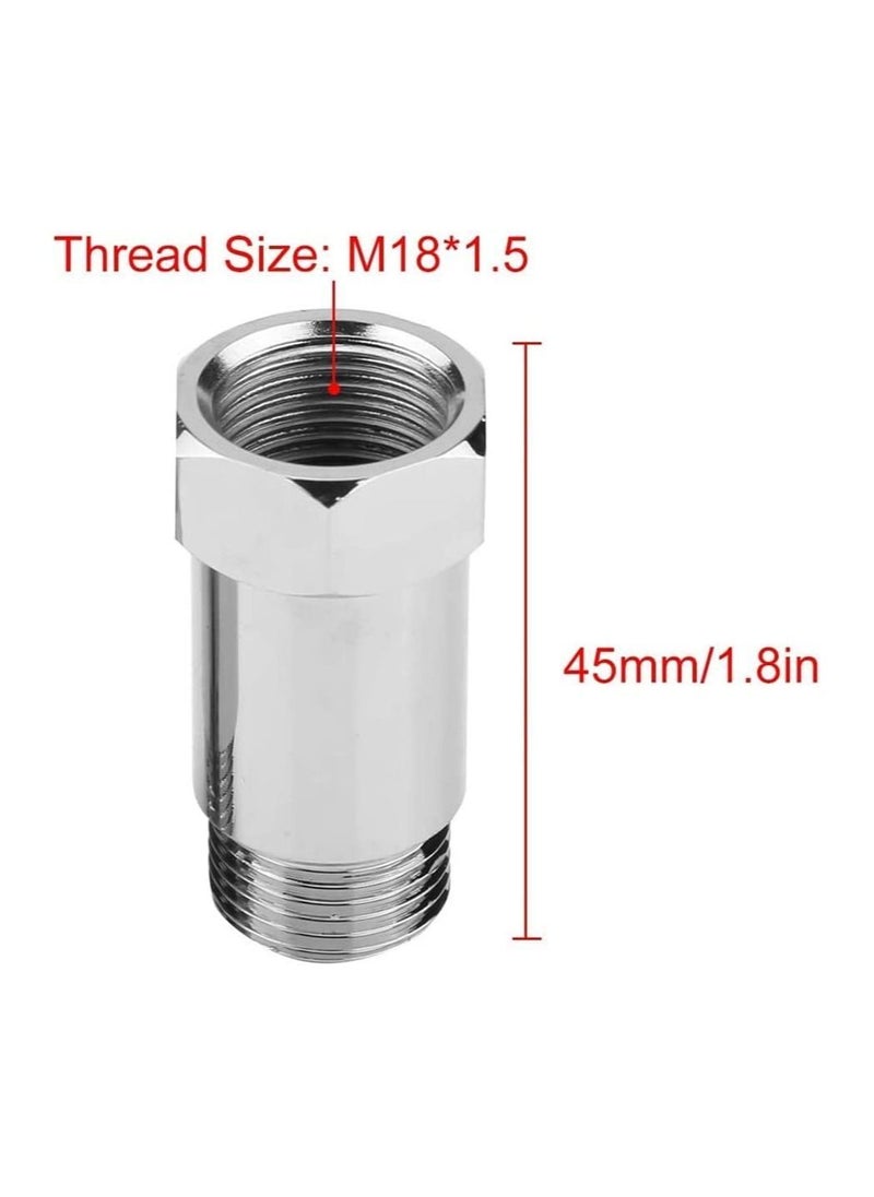 Y&D - O2 Sensor Spacer, 2 Pcs Universal 45 mm M18*1.5 Check Engine Light Eliminator Adapter Oxygen Spacer Extender Adapater Isolator for Exhaust Systems, Silver - Image 1