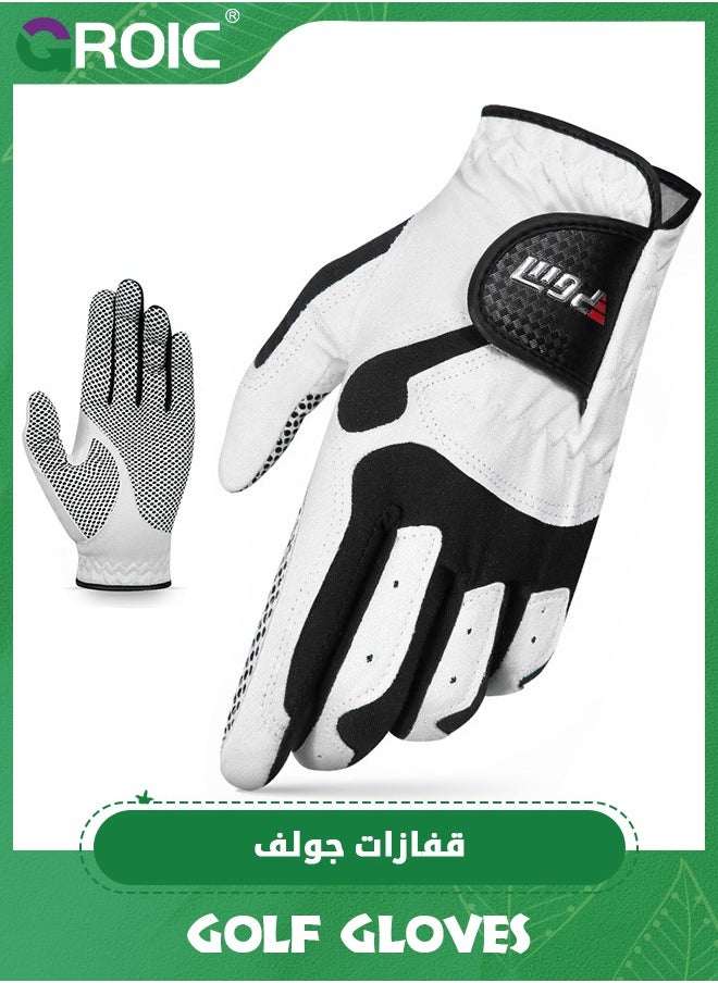 GROIC Golf Gloves for Men’s Left Hand,Breathable, Long Lasting Golf Glove，Slip Palm Pu Premium Leather Soft Durable Comfortable Glove,Outdoor Sports Gloves  - Image 1