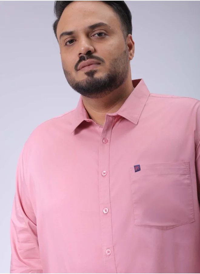 HARDSODA Men Plus Size Regular Fit Solid Spread Collar Full Sleeves Casual Shirt