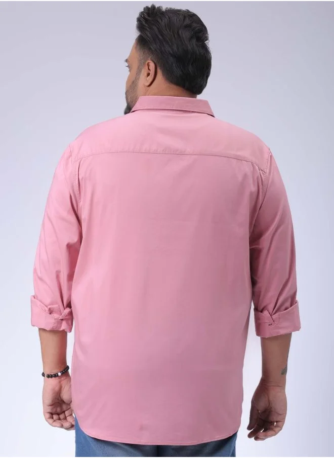 HARDSODA Men Plus Size Regular Fit Solid Spread Collar Full Sleeves Casual Shirt