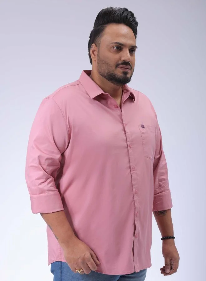 HARDSODA Men Plus Size Regular Fit Solid Spread Collar Full Sleeves Casual Shirt