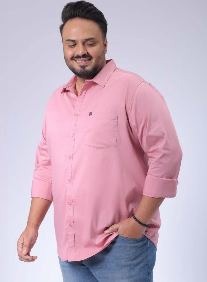 HARDSODA Men Plus Size Regular Fit Solid Spread Collar Full Sleeves Casual Shirt