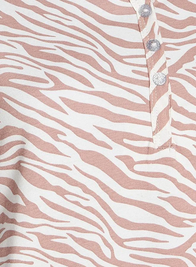 سبلاش فيڤ Knee Length Night Dress Short Sleeves with Animal Print Cotton