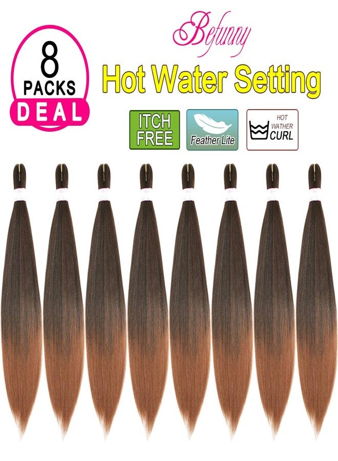 Befunny Pre-Stretched Braiding Hair,16 Inch 8 Packs Short Prestretched Braiding Hair For Crochet Braids,Professional Synthetic Easy Hair For Black Women Crochet Hair, Itch Free Yaki Straight Hair(16“,T1B/30#） - Image 2