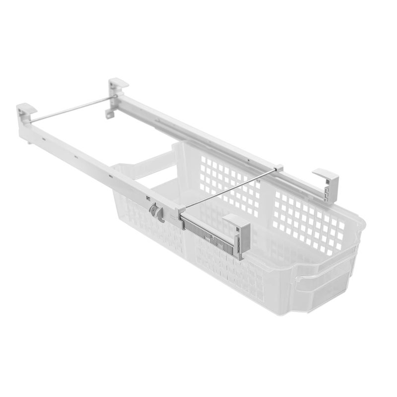 Smart Design Smart Design Adjustable Pull Out Refrigerator Drawer  Medium  Extendable Rails and Handle  BPA Free Plastic  Holds 15 lbs  Fridge Bin Freezer Container Food Shelf Organizer  Kitchen  Clear 