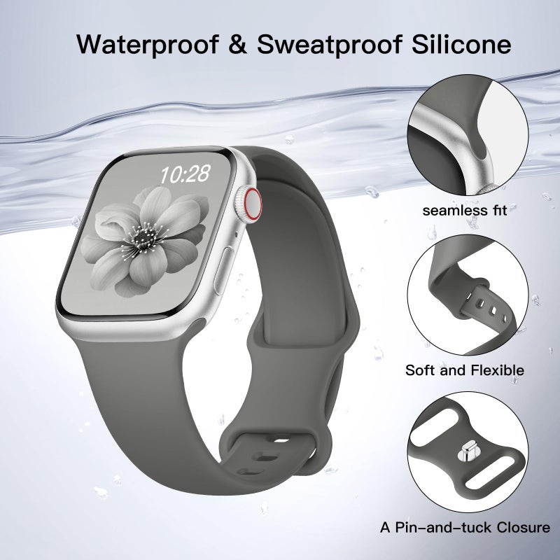 SuperNaNa Sport Silicone Band Compatible with Apple Watch Bands 40mm 38mm 41mm 44mm 45mm 42mm 49mm Women Men,Soft Wristband Waterproof Replacement Sport Strap for iWatch Bands Series 9 8 7 6 5 4 3 2 1 SE Ultra - Image 2