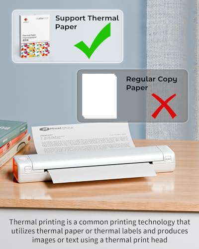 Phomemo Inkless Portable Printer for Travel - Wireless Thermal Printer Compatible with Phone & Laptop, Bluetooth Printers Supports 8.5" X 11" Letter Thermal Paper, Come with Carry Case - Image 5