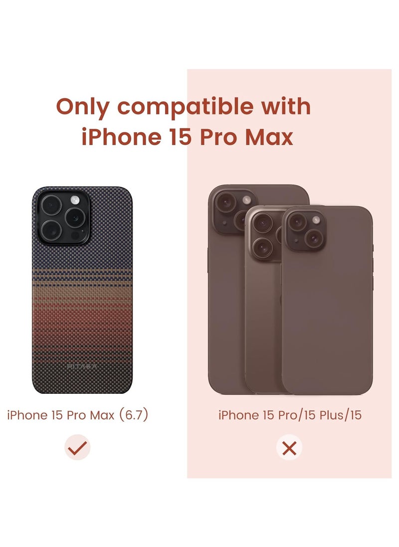 PITAKA - pitaka Case for iPhone 15 Pro Max Compatible with MagSafe, Slim & Light iPhone 15 Pro Max Case 6.7-inch with a Case-Less Touch Feeling, 1500D Aramid Fiber Made MagEZ Case 5 - Sunset - Image 1