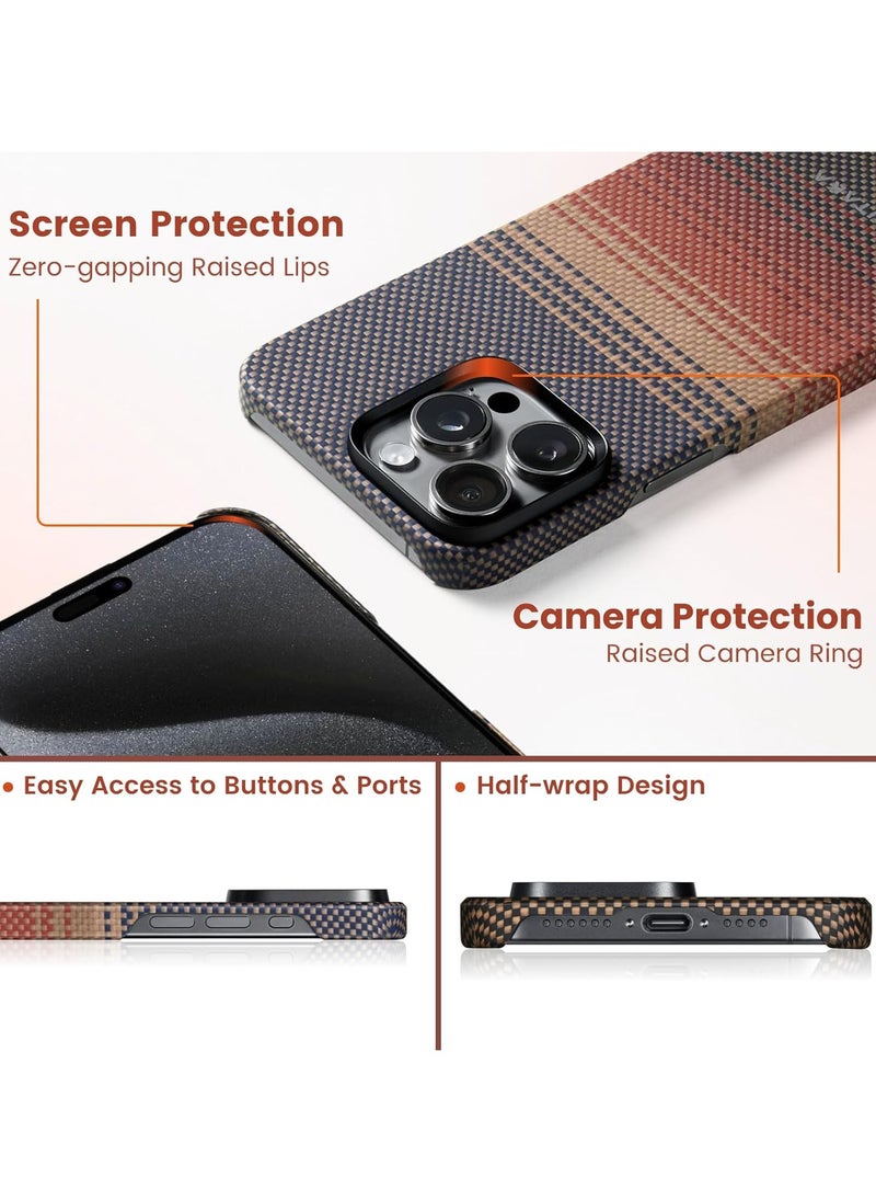 PITAKA - pitaka Case for iPhone 15 Pro Max Compatible with MagSafe, Slim & Light iPhone 15 Pro Max Case 6.7-inch with a Case-Less Touch Feeling, 1500D Aramid Fiber Made MagEZ Case 5 - Sunset - Image 1