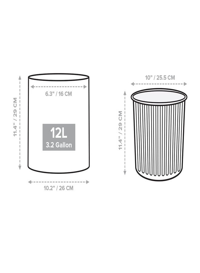 Primo Supply Modern Round Waste Basket - 3.2Gal/12L 12.5 Quarts Open Top Trash Bin - White Garbage Can with Removable Plastic Bin - Keeps Liner Bag Hidden - Bathroom Trash Can for Kitchen - Minimalist Office - Image 2
