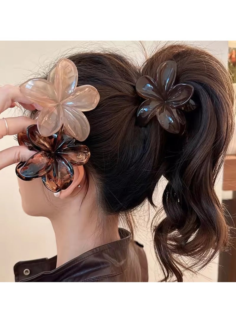 Goolsky 3PC Women's Princess Laser Mermaid Flower Hair Clips, Lightweight Plastic, Large, Brown, Beige, Fashion,  - Image 4