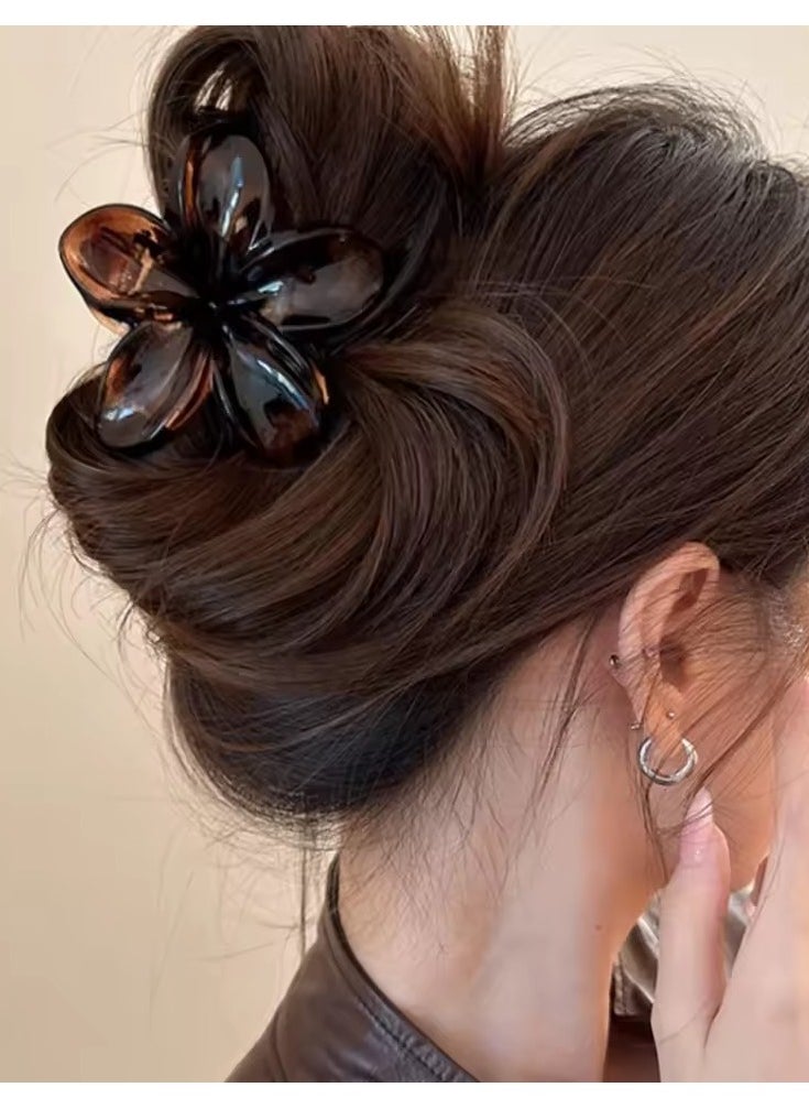 Goolsky 3PC Women's Princess Laser Mermaid Flower Hair Clips, Lightweight Plastic, Large, Brown, Beige, Fashion,  - Image 3