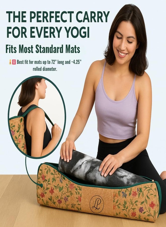 Lumberjack Plaid Cork Yoga Mat Bag – Fits Mats Up to 72” Long and ½” Thick (Approx. 4.25” Rolled Diameter) – 24” Carry Bag with Adjustable Strap, Front + Interior Zip Pockets - Image 4