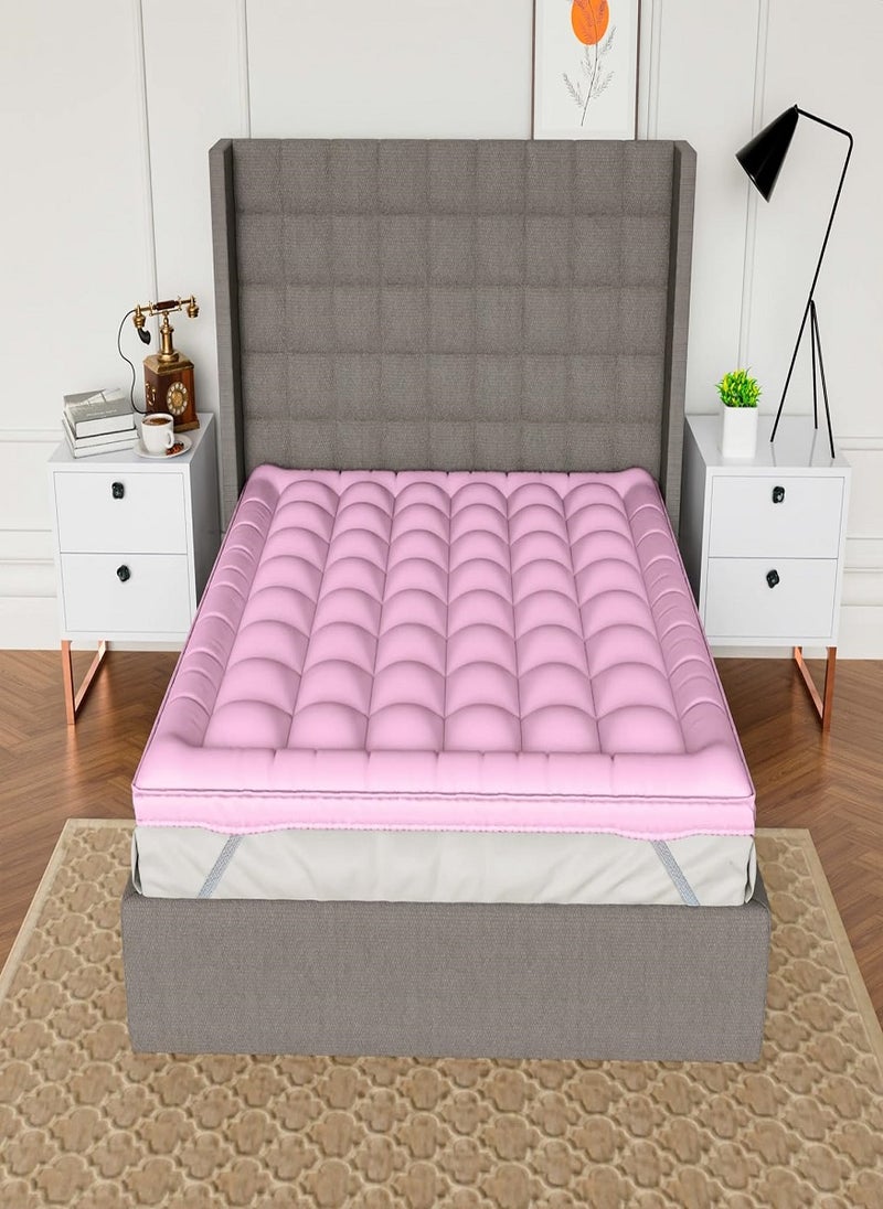 Blueberry Mattress Topper With Micofiber Filling Box Design Stiched 4 Corner Elastic Straps 10cm Thick 150x200cm  - Image 1