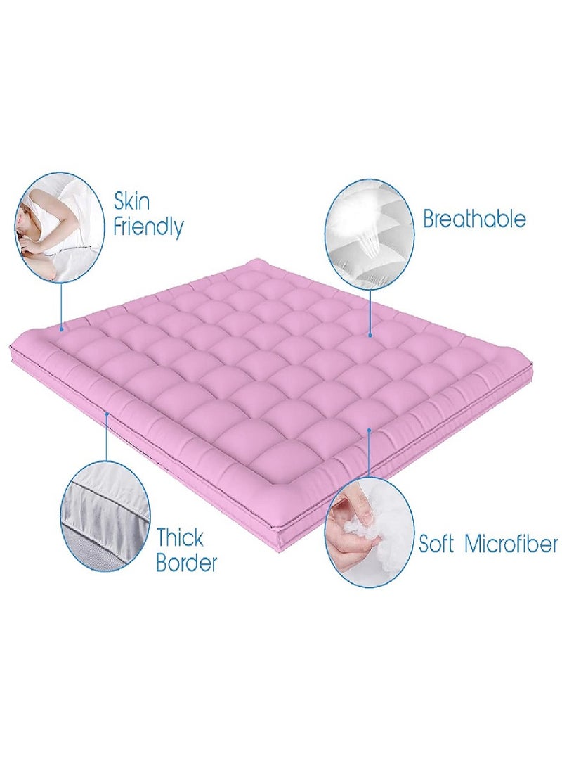 Blueberry Mattress Topper With Micofiber Filling Box Design Stiched 4 Corner Elastic Straps 10cm Thick 150x200cm  - Image 2