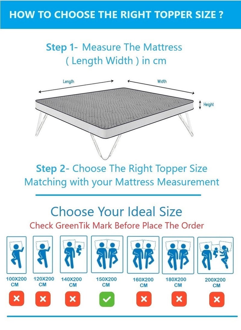 Blueberry Mattress Topper With Micofiber Filling Box Design Stiched 4 Corner Elastic Straps 10cm Thick 150x200cm  - Image 3