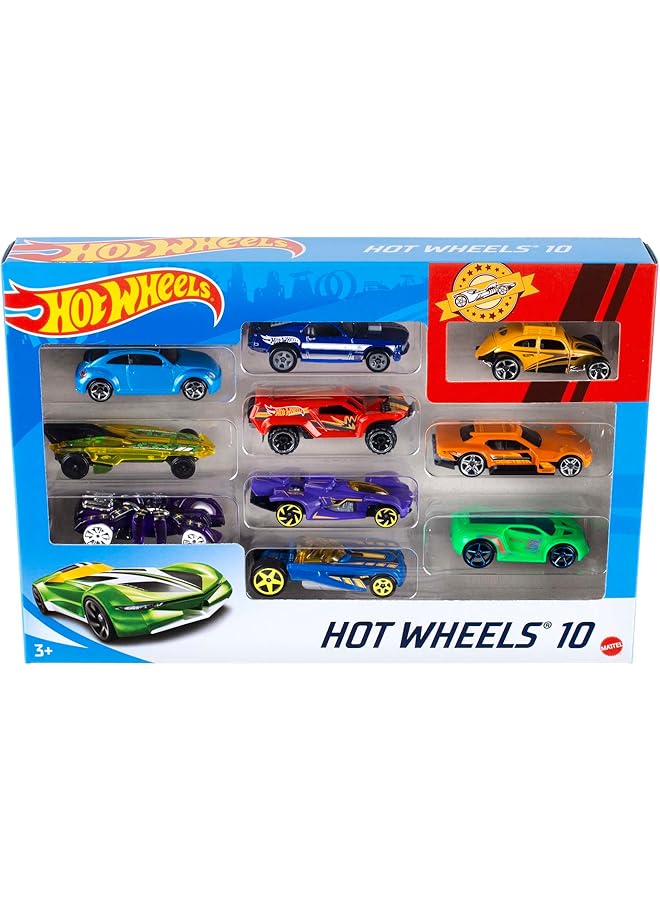 Hot Wheels Set Of 10 1 64 Scale Toy Trucks And Cars For Kids And Collectors Styles May Vary - Image 1