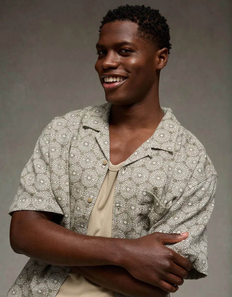 American Eagle  AE Poolside Button-Up Shirt for Men | Best Price UAE