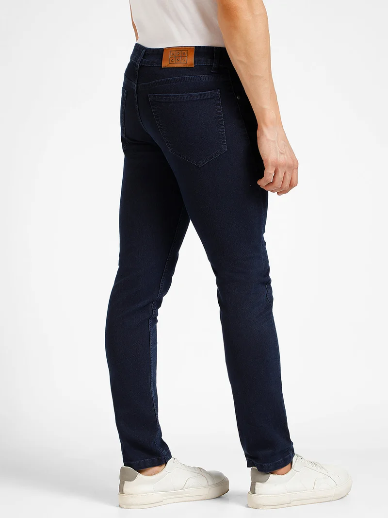 Urbano Fashion  Urbano Fashion Men's Navy Blue Slim Fit Washed Jeans Stretchable for Men | Best Price UAE
