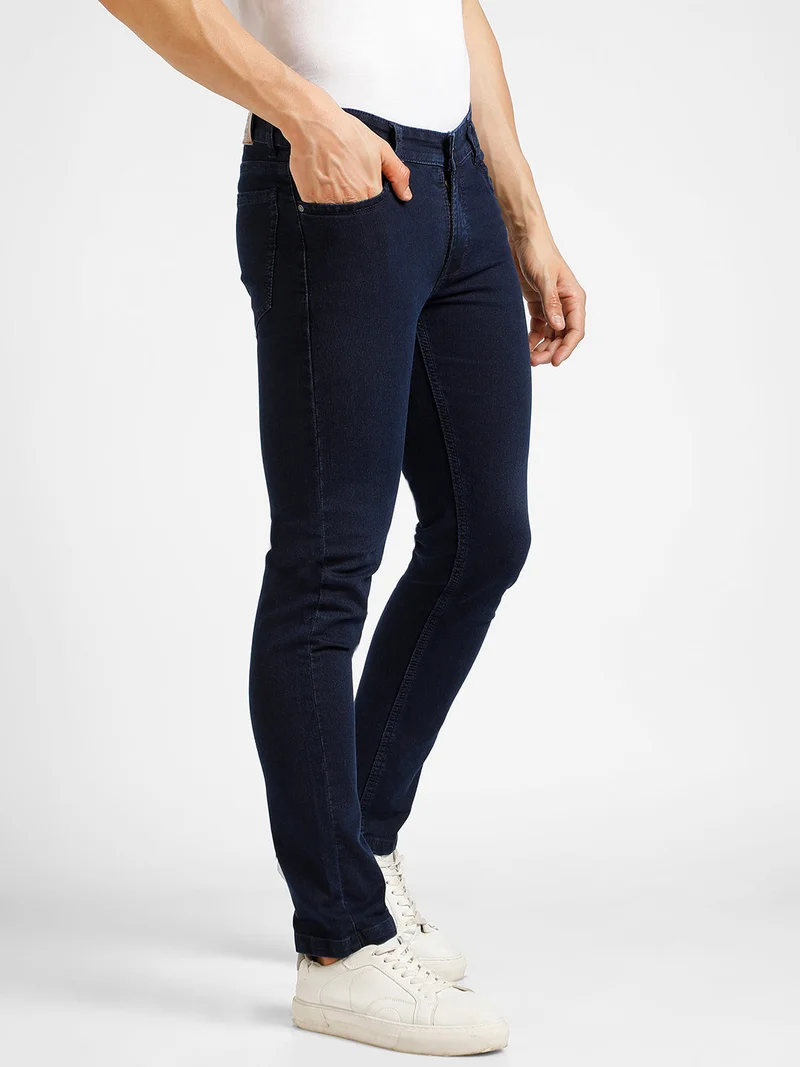 Urbano Fashion  Urbano Fashion Men's Navy Blue Slim Fit Washed Jeans Stretchable for Men | Best Price UAE