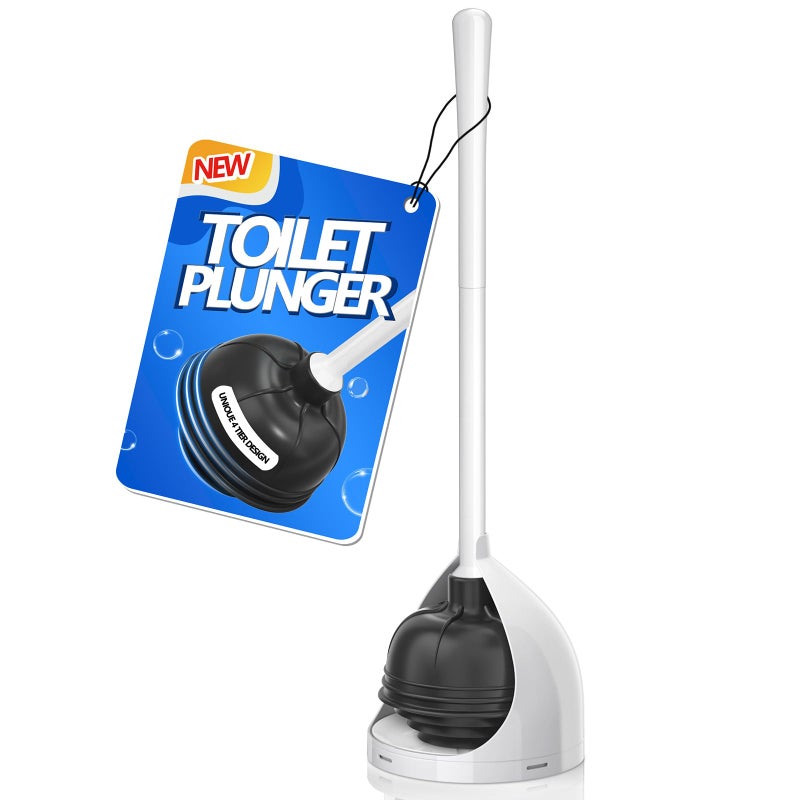 uptronic Toilet Plunger with Holder Unique Plunger with AllAngle Design Plungers for Bathroom with Holder Heavy Duty Toilet Plunger for 57inch Toilet Drain Bathroom Cleaning