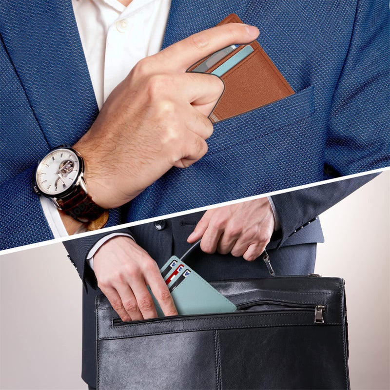 Travelambo محفظة جلدية نحيفة ذات جيب أمامي من ترافيلامبو مع خاصية حجب RFID بحجم متوسط (بني VP) - Image 5