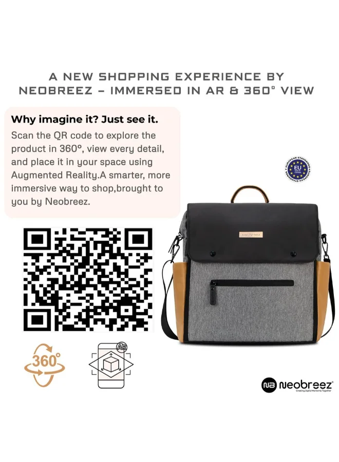 neobreez NIXE Baby Diaper Nappy Changing Bag with Changing Mat|Water-Resistant Travel Backpack|Wet Dry Bag,  Organizer Pouches|Trolley Sleeve|Insulated Pockets|Multi-Carry Unisex Diaper Messenger Mom Bag